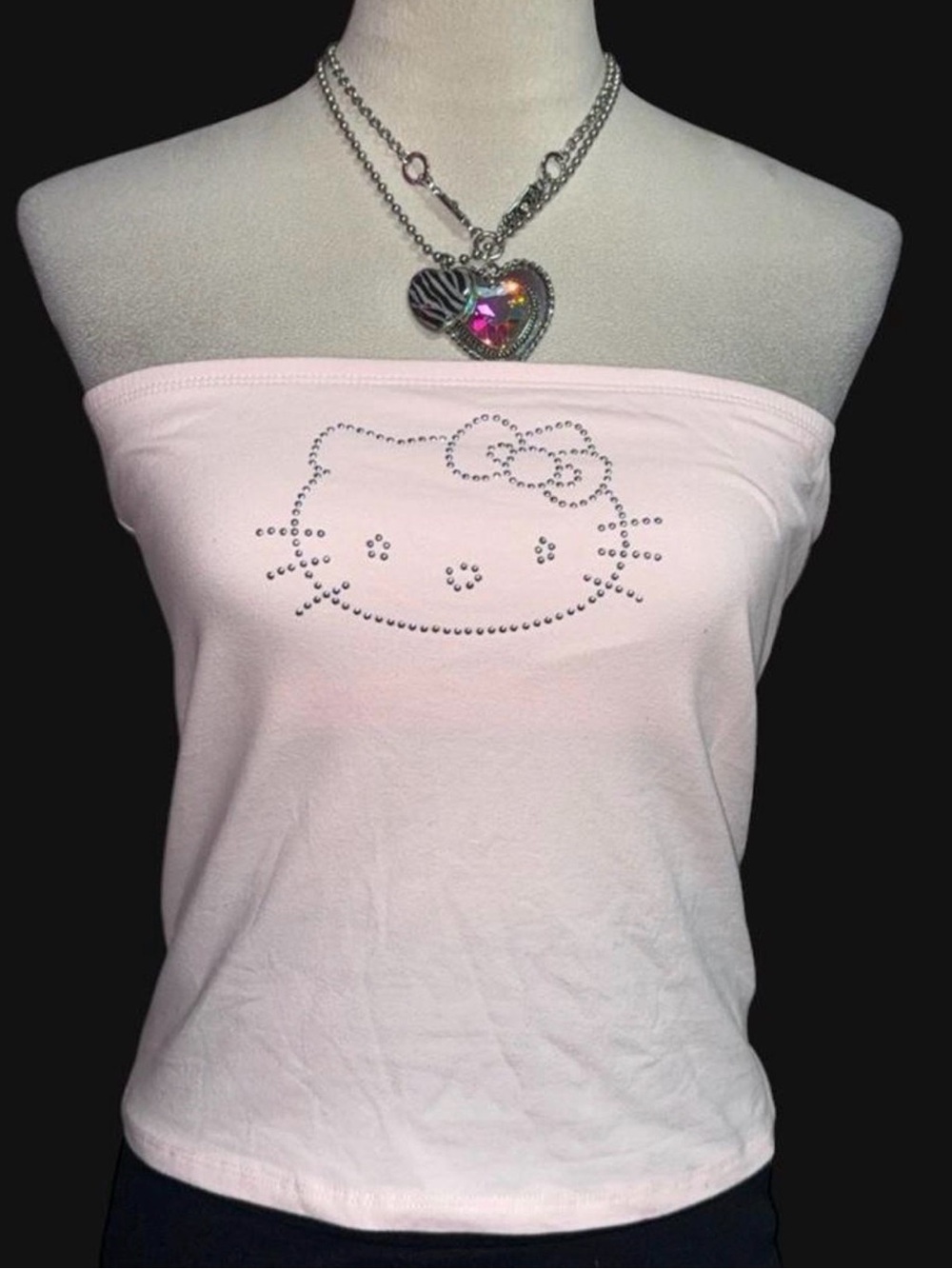 Hello Kitty Pink Rhinestone Strapless Tube Top
